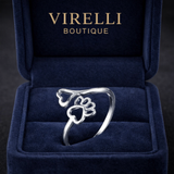 Anillo de corazón con patitas ajustable, de acero inoxidable