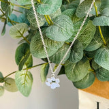 Elegante collar con pata de plata de acero inoxidable