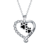Collar Heart Friend Paw en color plata y negro