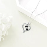 Collar Heart Friend Paw en color plata y negro