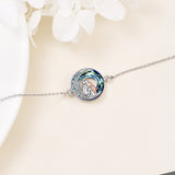 Pulsera de la suerte ajustable de plata de ley con motivo de perro