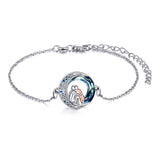 Pulsera de la suerte ajustable de plata de ley con motivo de perro