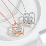 Collar con dos corazones y circonitas – collar ajustable para mujer