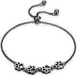 Pulsera de plata de ley con huella de perro – pulsera ajustable