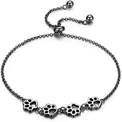 Pulsera de plata de ley con huella de perro – pulsera ajustable