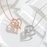 Collar con dos corazones y circonitas – collar ajustable para mujer
