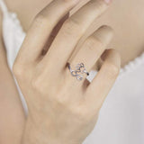 Anillo de plata ajustable con forma de corazón y huella de pata, hecho a mano