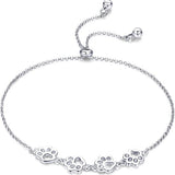 Pulsera de plata de ley con huella de perro – pulsera ajustable