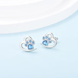 Pendientes con huellas de patas y un corazón – Joyas para mascotas