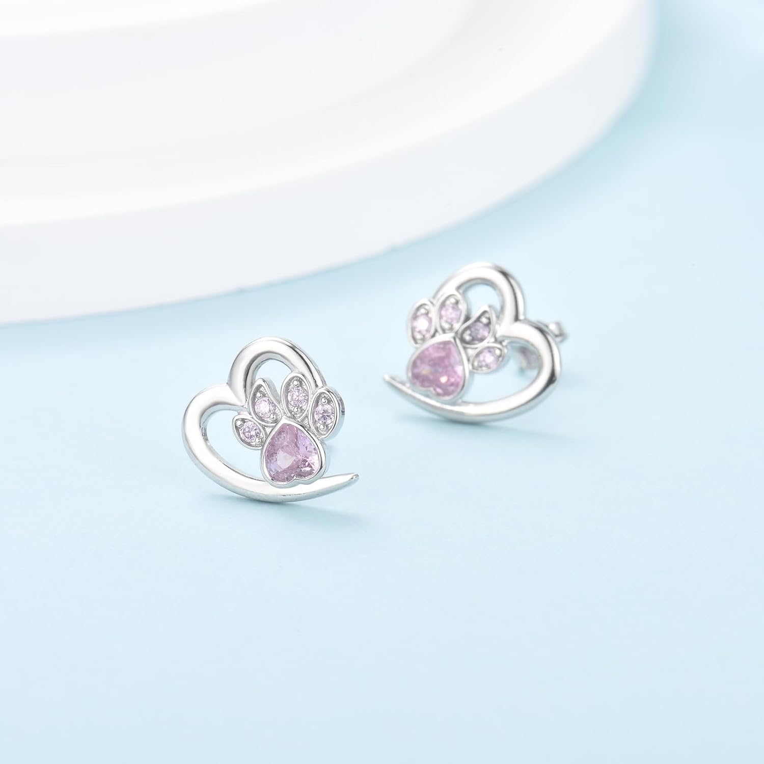 Pendientes con huellas de patas y un corazón – Joyas para mascotas