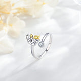 Anillo ajustable de plata con forma de perro – Anillo hecho a mano para mujer