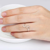 Anillo de plata ajustable con forma de corazón y huella de pata, hecho a mano