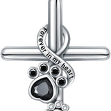 Collar de plata de ley – colgante con huella y cruz