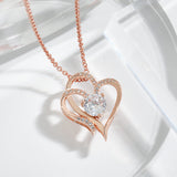 Collar con dos corazones y circonitas – collar ajustable para mujer
