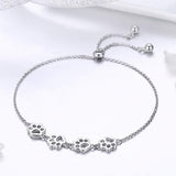 Pulsera de plata de ley con huella de perro – pulsera ajustable