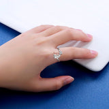 Anillo con forma de perro de plata de ley y circonitas blancas – anillo ajustable