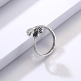 Anillo de plata ajustable con forma de corazón y huella de pata, hecho a mano