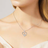 Collar con huellas en forma de corazón – Plata con circonitas