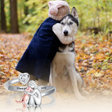 Anillo con forma de perro de plata de ley y circonitas blancas – anillo ajustable