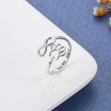 Anillo de plata ajustable con forma de corazón y huella de pata, hecho a mano