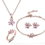 Set de Joyería Huella Mujer (4 Piezas) – Oro Rosa con Corazón de Circonitas