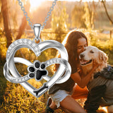 Collar Infinity con corazón y huellas de patas, de plata: joya con motivos animales simbólicos