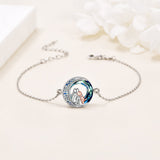 Pulsera de la suerte ajustable de plata de ley con motivo de perro