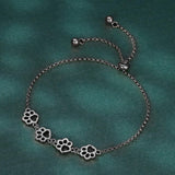 Pulsera de plata de ley con huella de perro – pulsera ajustable