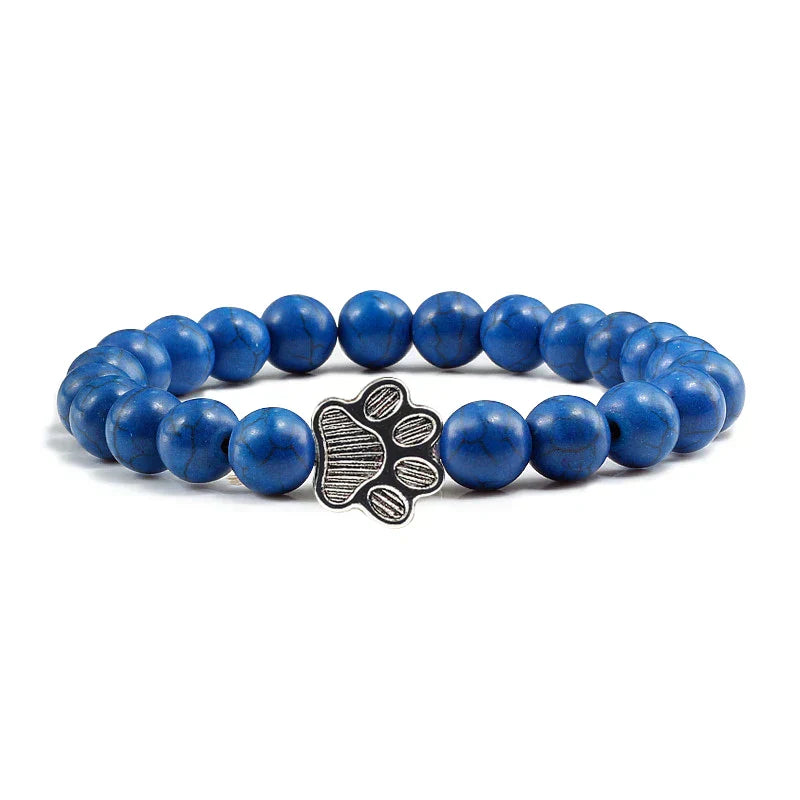 Pulsera de Piedra Natural con Huella – Elástica y Unisex