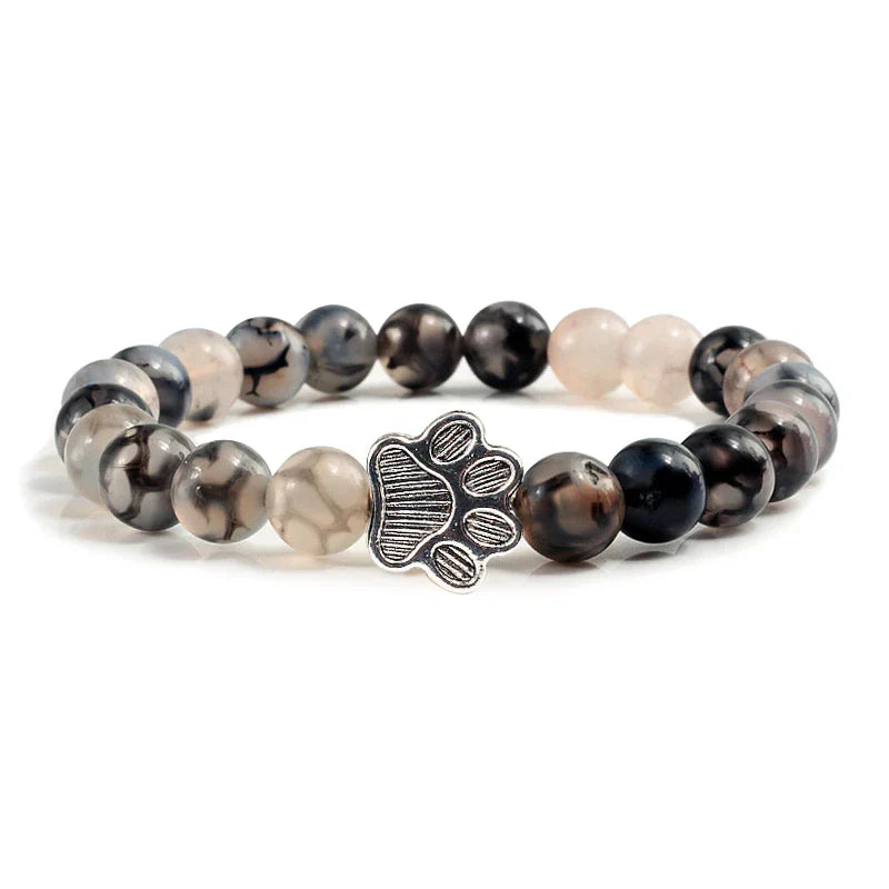 Pulsera de Piedra Natural con Huella – Elástica y Unisex