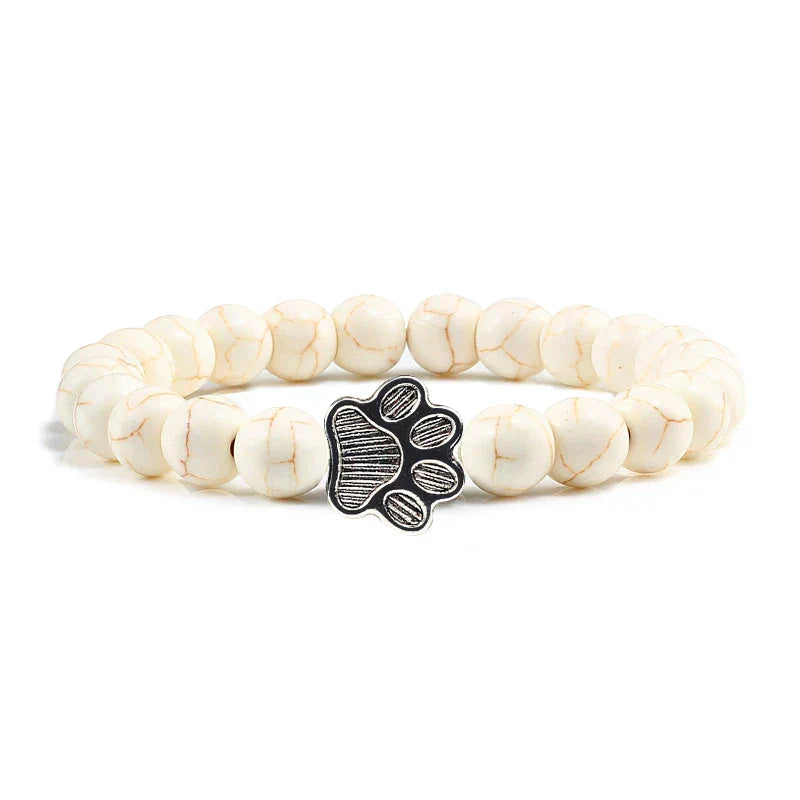Pulsera de Piedra Natural con Huella – Elástica y Unisex