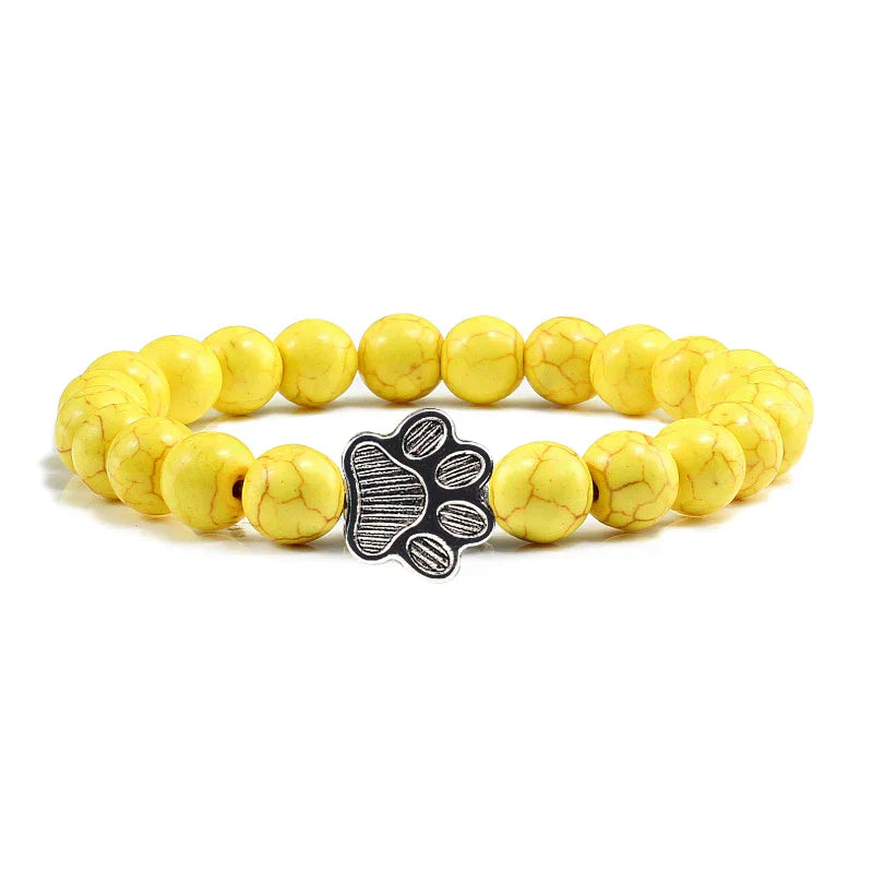 Pulsera de Piedra Natural con Huella – Elástica y Unisex
