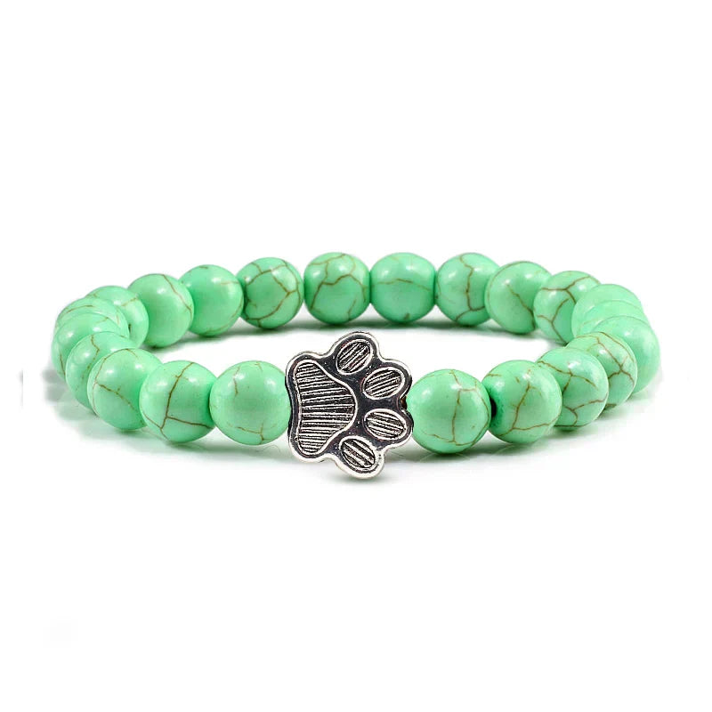 Pulsera de Piedra Natural con Huella – Elástica y Unisex