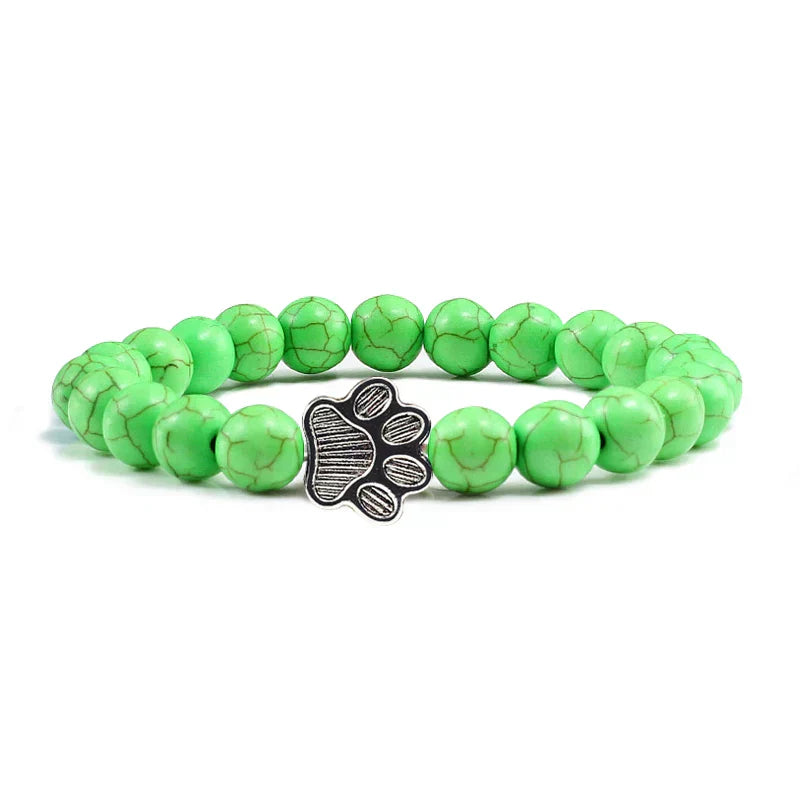 Pulsera de Piedra Natural con Huella – Elástica y Unisex