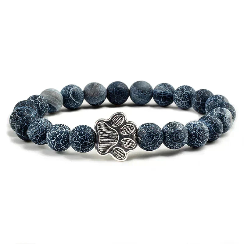 Pulsera de Piedra Natural con Huella – Elástica y Unisex