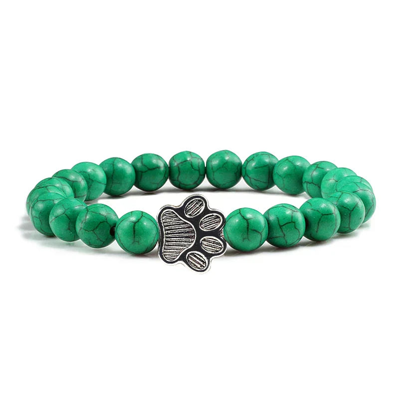 Pulsera de Piedra Natural con Huella – Elástica y Unisex