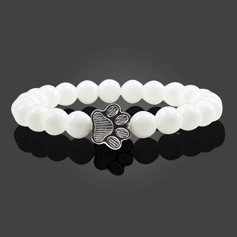 Pulsera de Piedra Natural con Huella – Elástica y Unisex