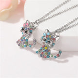 Collar con gatitos y circonitas de colores – fabricado en plata