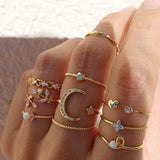 Juego de 10 anillos | Anillos de plata checa con baño de oro