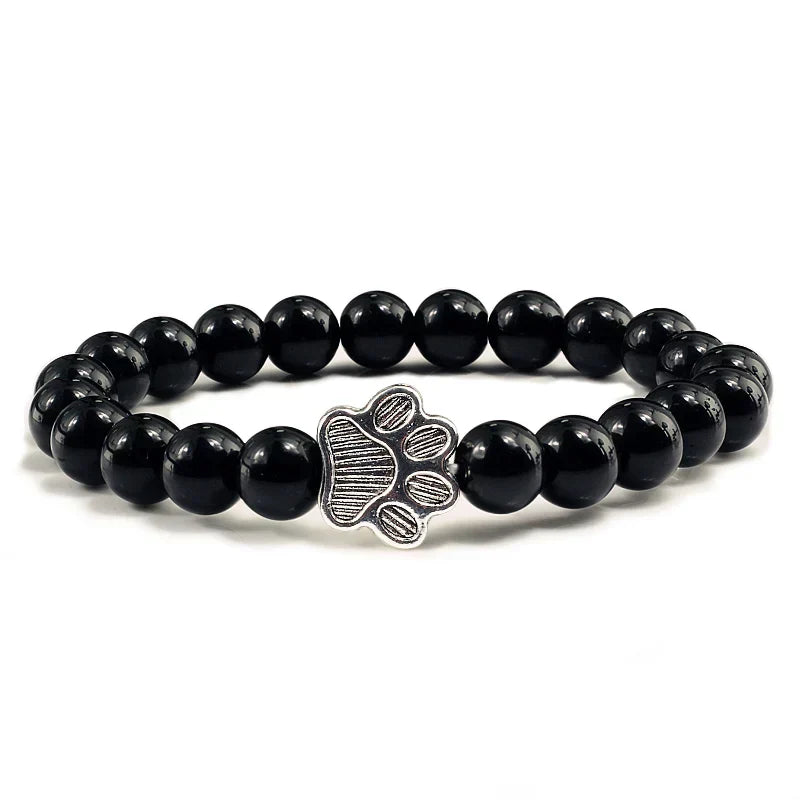 Pulsera de Piedra Natural con Huella – Elástica y Unisex