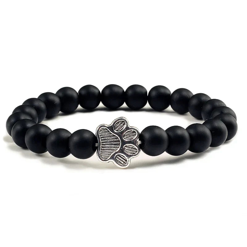 Pulsera de Piedra Natural con Huella – Elástica y Unisex