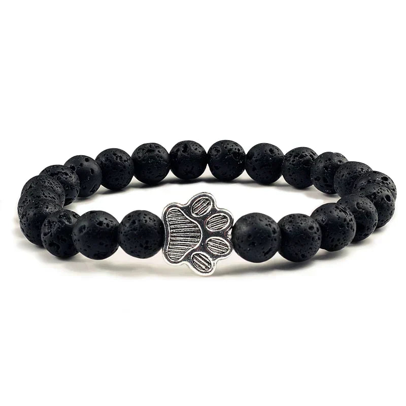 Pulsera de Piedra Natural con Huella – Elástica y Unisex