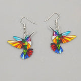 Pendientes de colibrí de colores – Pendientes de acrílico con forma de pájaro en 2D
