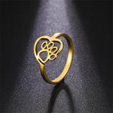 Anillo Corazón con Diseño de Perro en Acero Inoxidable – Elegante y Duradero