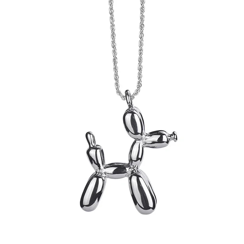 Collar Balloon Dog: collar femenino y divertido con un colgante de animal, en color dorado