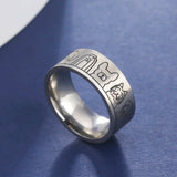 Anillo ancho de acero inoxidable con motivos de perros – con diseño grabado, para mujer