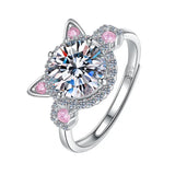 Anillo Ajustable de Gato con Circonitas Brillantes – Elegancia en Plata