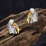 Pendientes bonitos, bicolores y envolventes, de plata y oro
