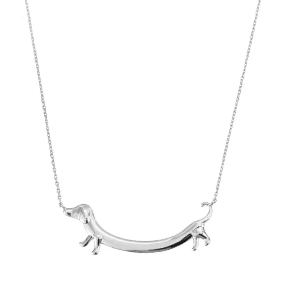 Collar de color dorado con forma de teckel para mujer