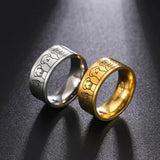 Anillo ancho de acero inoxidable con motivos de perros – con diseño grabado, para mujer